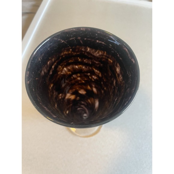 Contrast Swirl‎ Art Glass Vase Blue Blown 9" Metallic Modernist - Picture 2 of 7